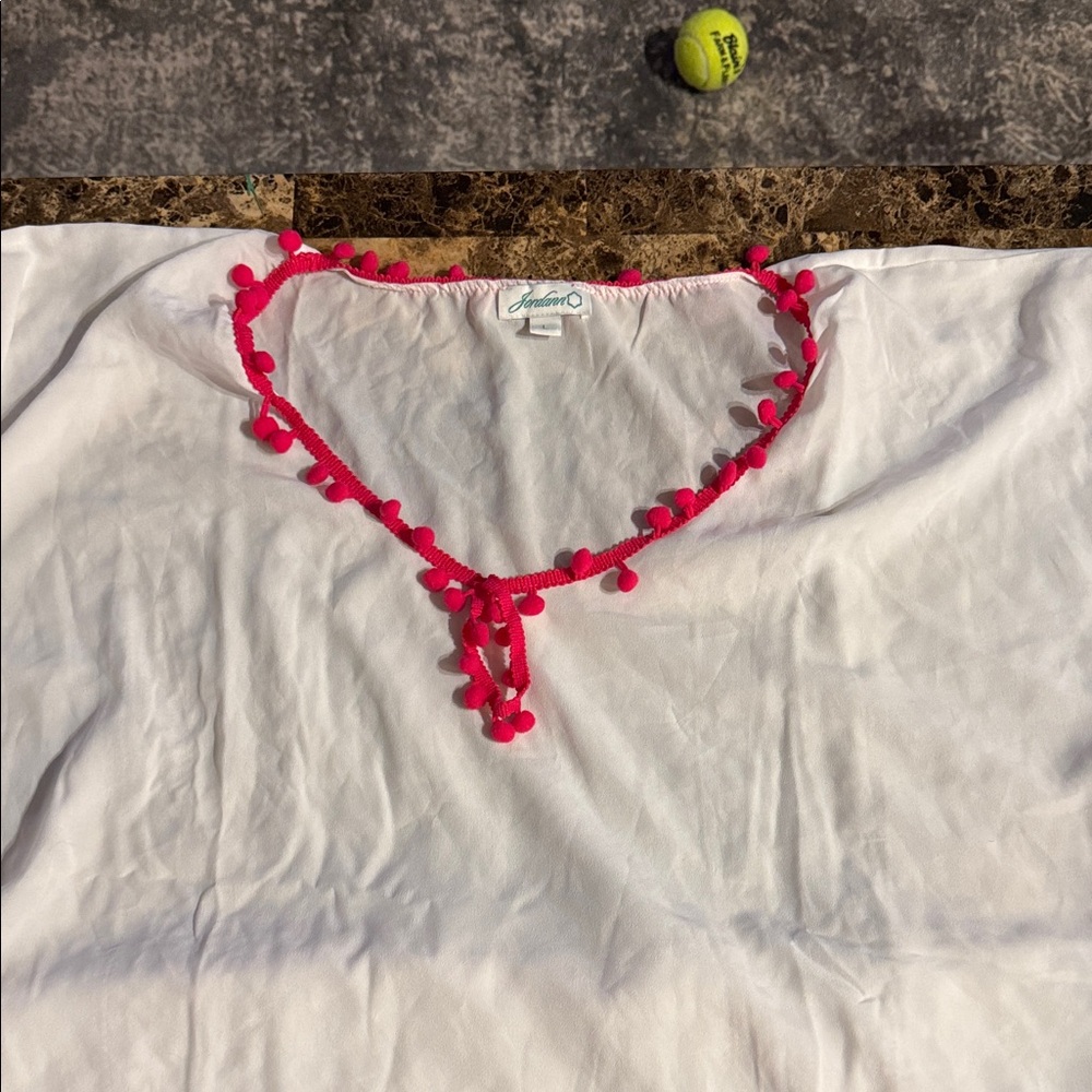 Jordan White Garment with Pink Trim